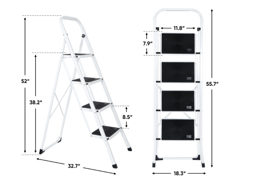 ZENY Portable 4-Step Ladder: Foldable, Handgrip, Anti-Slip - 330 lbs Capacity gallery