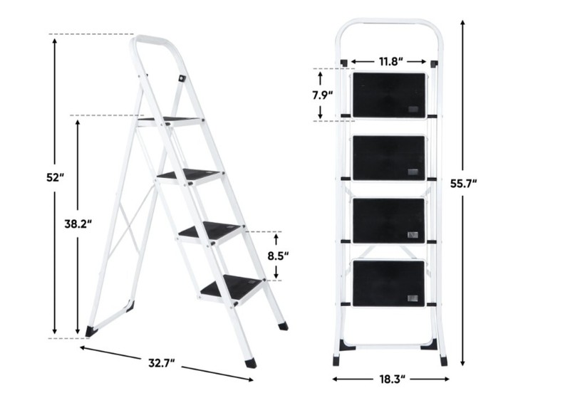 ZENY Portable 4-Step Ladder: Foldable, Handgrip, Anti-Slip - 330 lbs Capacity gallery
