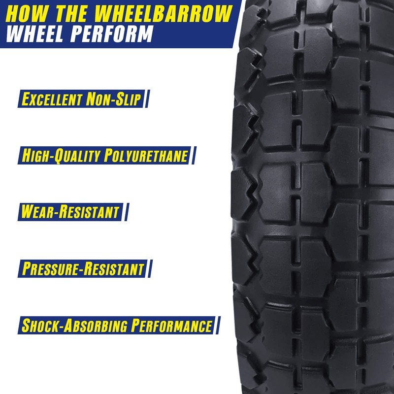 2 Pcs 10" Flat Free Tires Solid Pneumatic Tires Wheels, 4.10/3.50-4 Air Less ... gallery