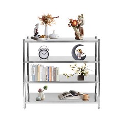 4 Tier Silver Adjustable Shelf Storage, Stainless Steel Heavy Duty Shelving NEW