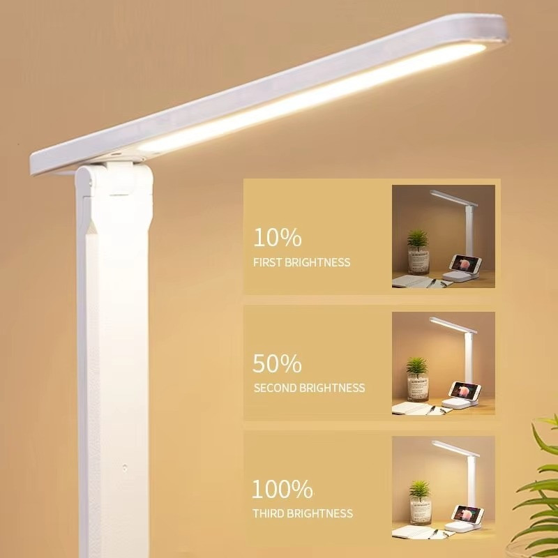 Dimmable LED Desk Light Touch Sensor Table Bedside Reading Lamp USB Rechargeable gallery