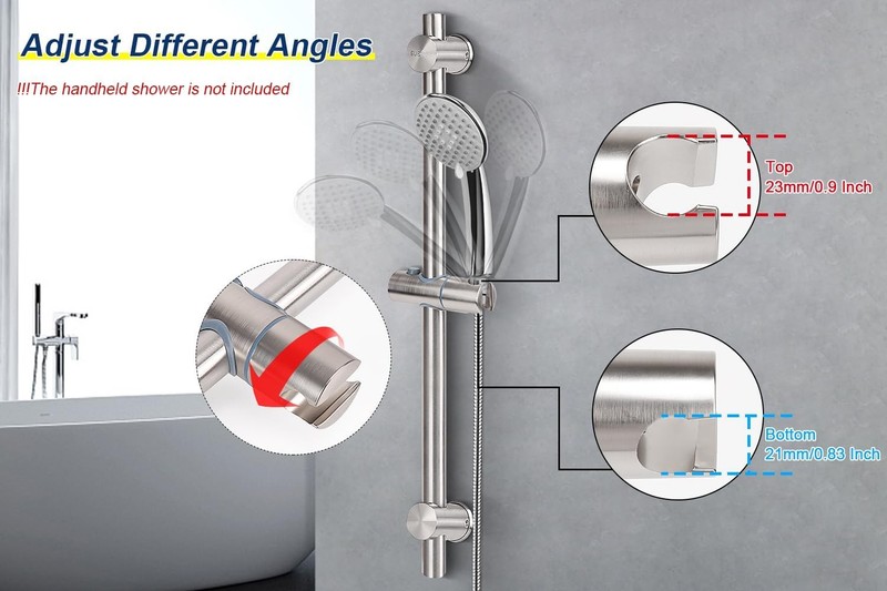 Slide Bar with Height/Angle Adjustable Handheld Shower Holder, Bathroom SUS 304 gallery