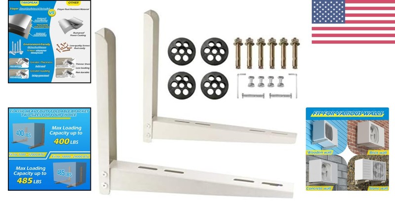 Alloy Steel Mini Split Wall Mount Bracket for Ductless AC Units 485 LBS Capacity gallery