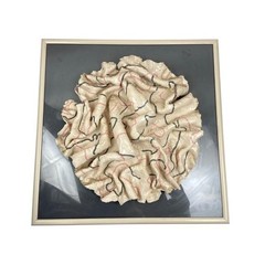 Modern Abstract Ceramic Relief Sculpture Folded 3D Wall Art Pink Black motifs