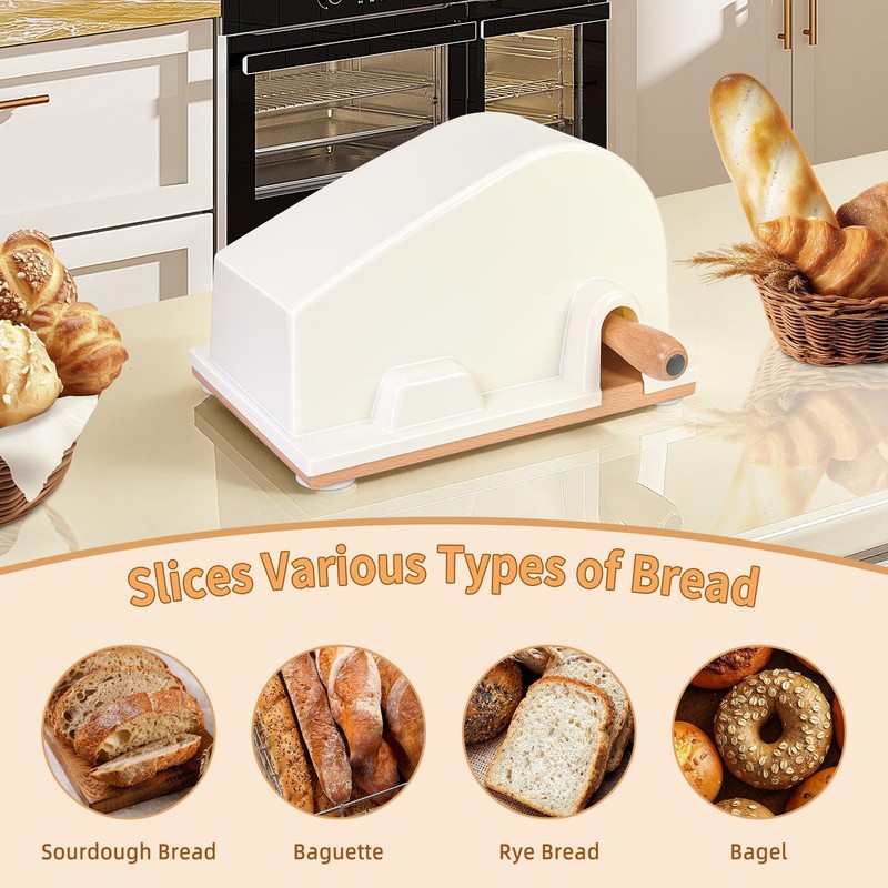 Manual Bread Slicer Adjustable Thickness Hand Crank Suction Cups Slicing Guide gallery