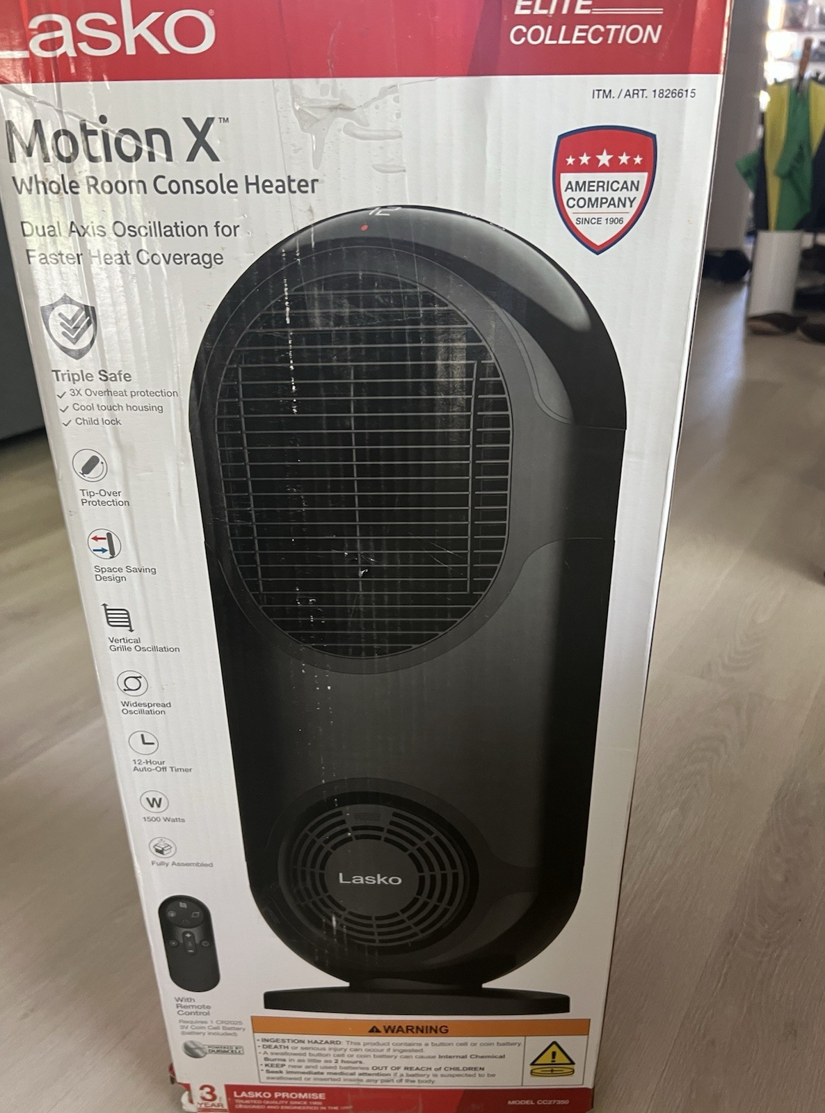 Lasko Motion X Whole Room Console Oscillation Heater Black 1500W without Timer gallery