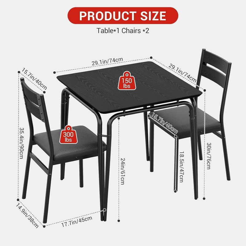 Dining Table Set for 2, Kitchen Table with 2 Chairs for Kitchen & Dining Room gallery