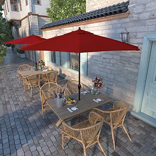 CALIFORNIA UMBRELLA 9' ROUND DECK POOL PATIO UMBRELLA CRANK LIFT - RED OLEFIN gallery