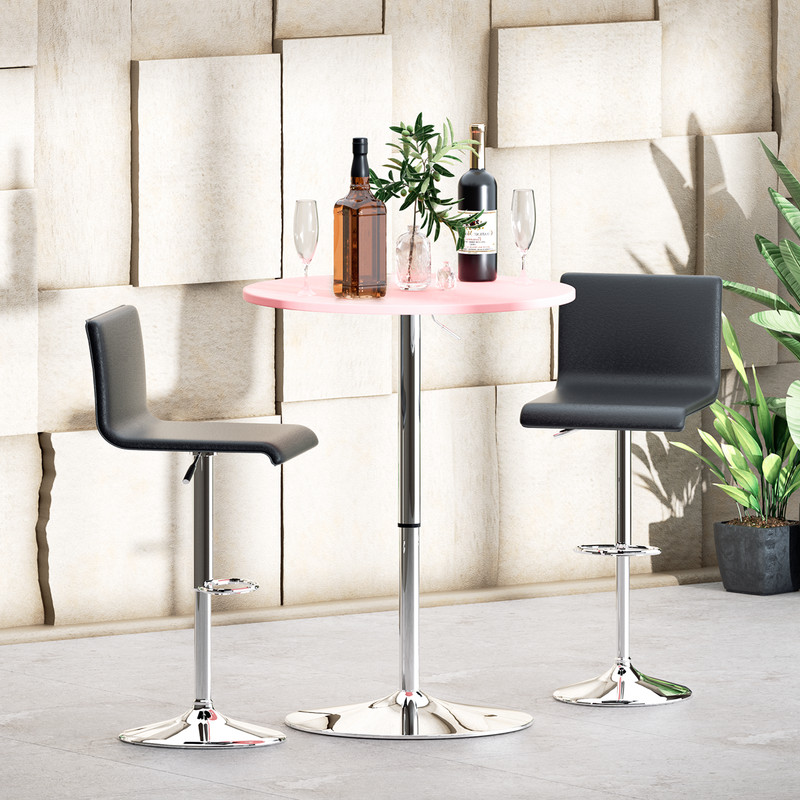 23.6" Pink Pub Bar Table[ADJUSTABLE HEIGHT 360-DEGREE SWIVEL]Wood Round Tabletop gallery