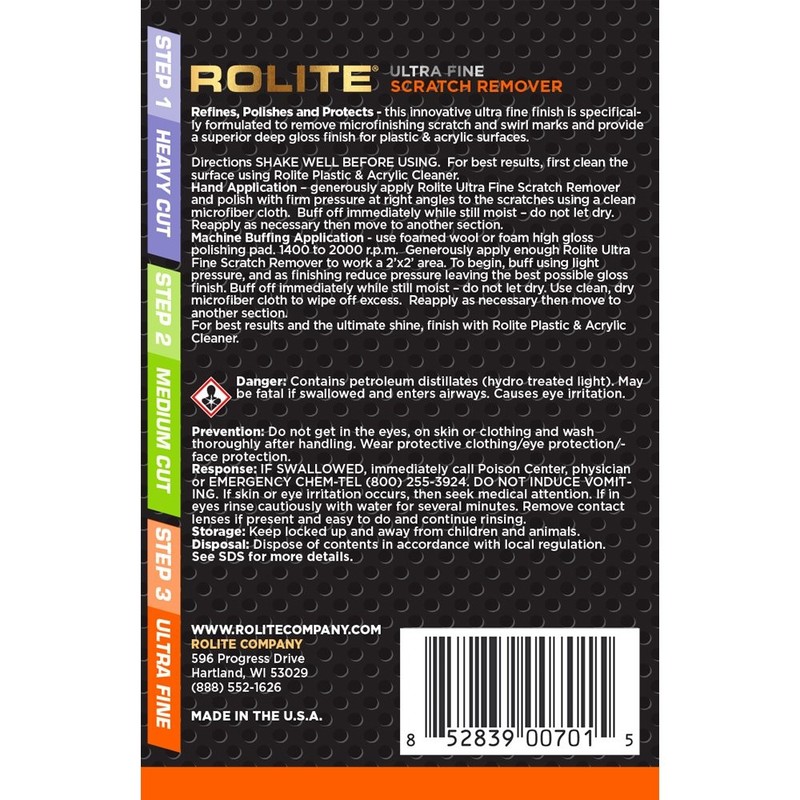 Ultra Fine Scratch Remover for Plastic & Acrylic Surfaces Including Marine Strat gallery