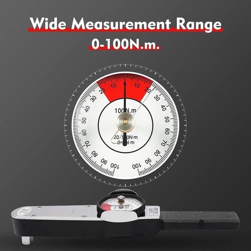 Dial Indicator Torque Wrench w/Box, 1/2" Drive Indicating Torquemeter 0-100 NM gallery