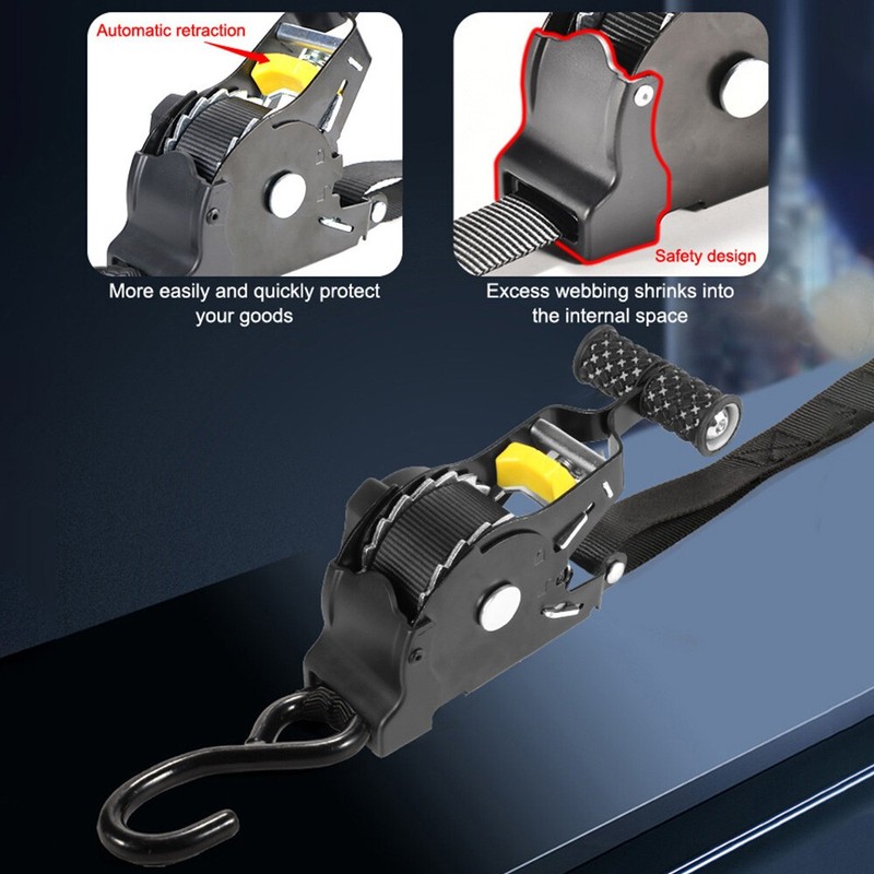 4 Pack Retractable Ratchet Tie-Down Straps 1500LBS Heavy-Duty for Boat, ATV, UTV gallery