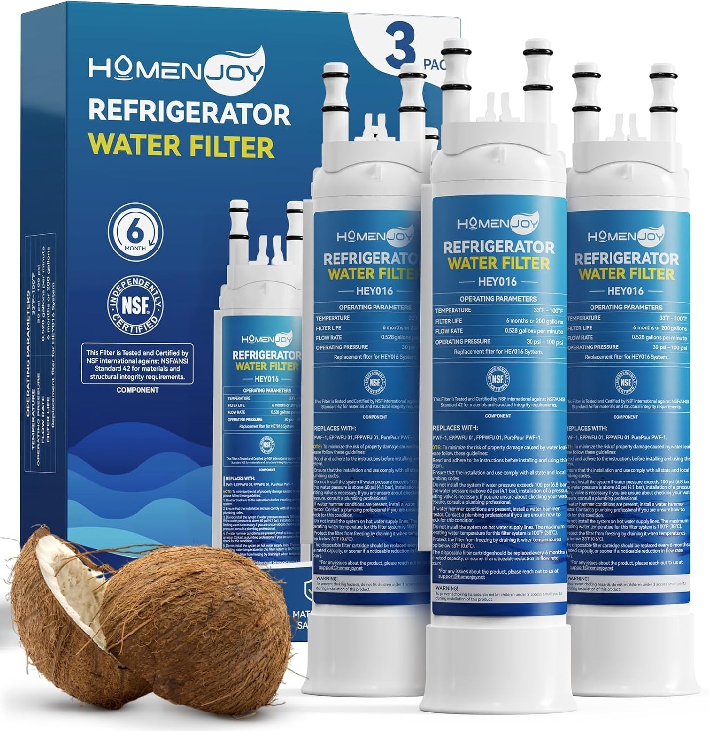 3 Pack FPPWFU01 Water Filter for Frigidaire PurePour PWF-1 EPPWFU01 gallery