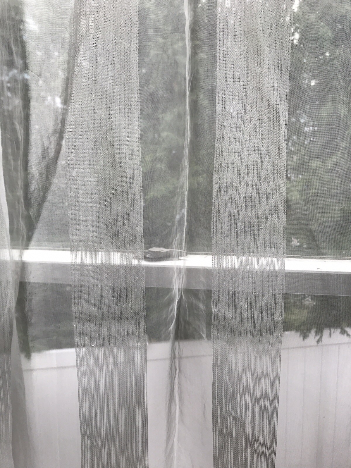 Exclusive Fabrics polyester &linen blend white stripe sheer curtain 46 X 96 gallery