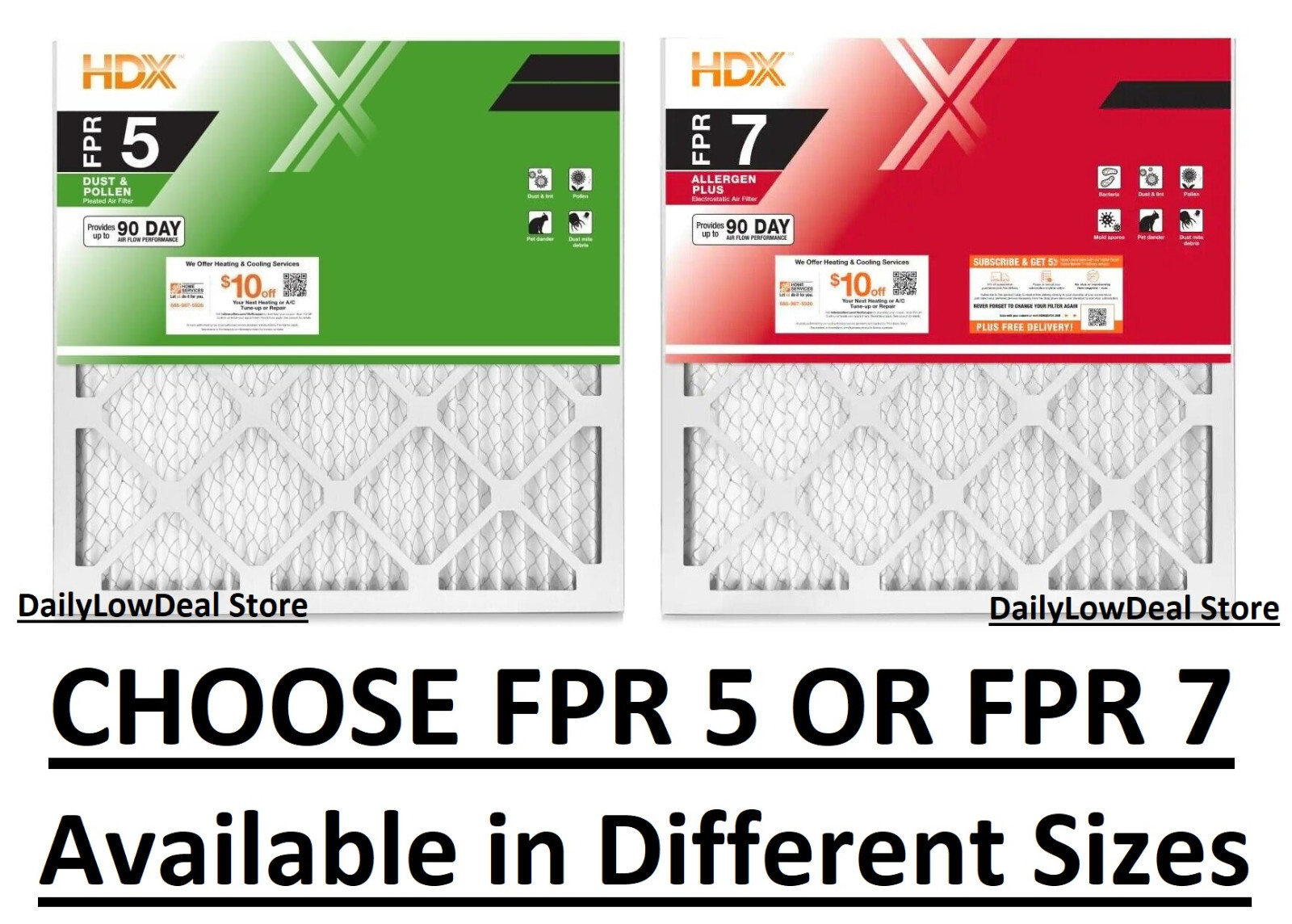 Air Filters Replacement for AC - Standard Pleated FPR 5 OR FPR 7 - CHOOSE 1 or 4 gallery