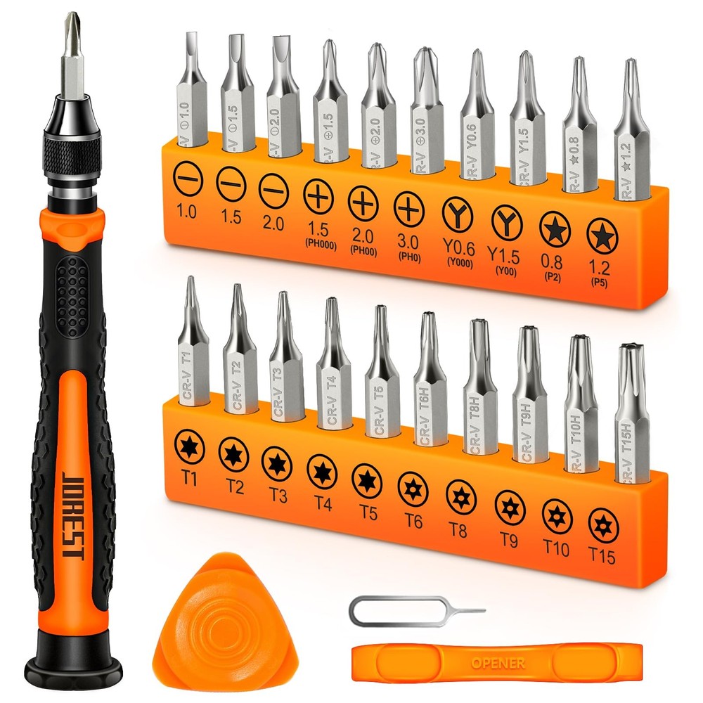 JOREST 24Pcs Small Precision Screwdriver Set with Torx T5 T6 T8 T9, Y00, S