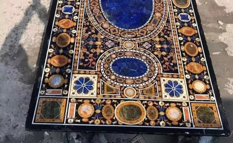 Custom marble Inlay Table Top 54x36 Inch Pietra Dura Inlay art Home Decor gallery