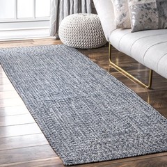 Nuloom 2 X 6 Solid Hand Braided Indoor/Outdoor Area Rug Pet-Friendly High