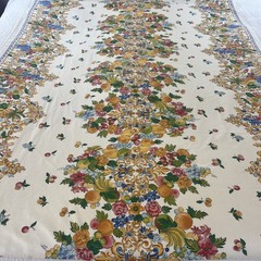Renaissance-style Rectangular TABLECLOTH SCROLL & FRUITS 60x 78”
