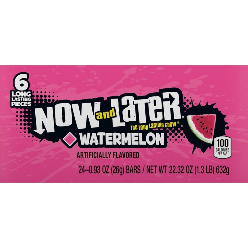 Refreshing Watermelon Chewy Candy - 24 Individually Wrapped Bars, 0.93 Oz Each gallery