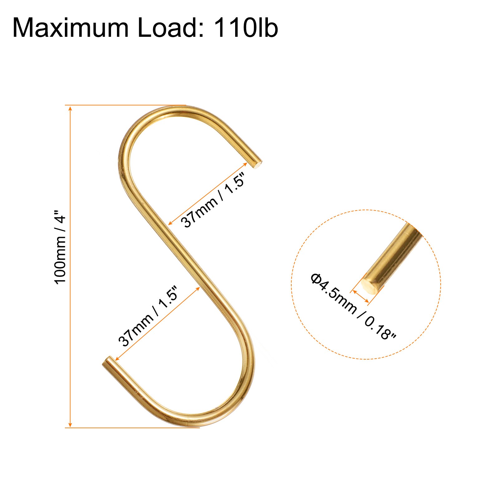 4pcs Long S Hooks 4 Inch S Shaped Hanging Hooks for Hanging Plant Gold gallery