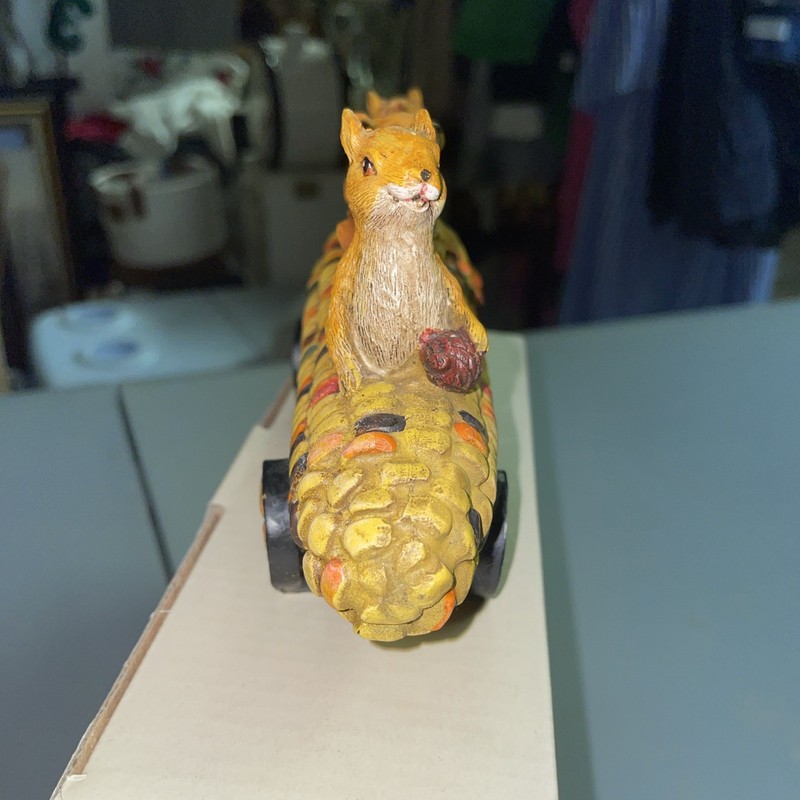 SQUIRRELS RIDING ON CORN INDIAN COB FALL COLORS - 7 INCHES LONG gallery