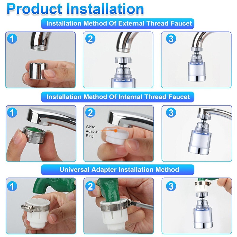 2×Faucet Water Filter System Kitchen Sink Mount Filtration Tap Purifier Clean US gallery
