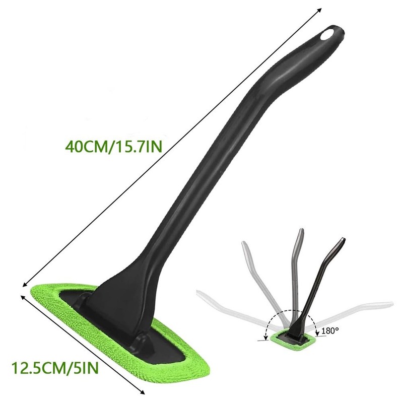 CAR WINDOW CLEANER WINDSHIELD CLEANING WAND TOOL ROTABLE HEAD W/ 5 REUSABLE PADS gallery