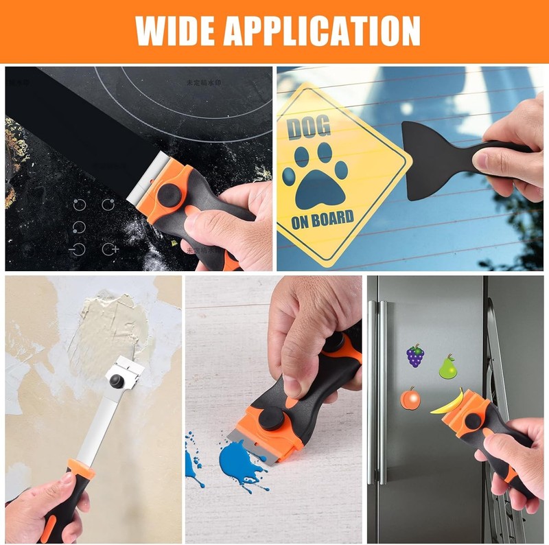 4 Pack Razor Blade Scraper, Premium Cleaning Scraper Tool with 50 PCS Metal gallery