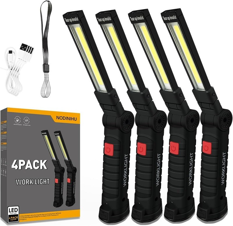 4-Pack Rechargeable Work Lights with 700 Lumens & 5 Modes - Perfect for Repairs gallery