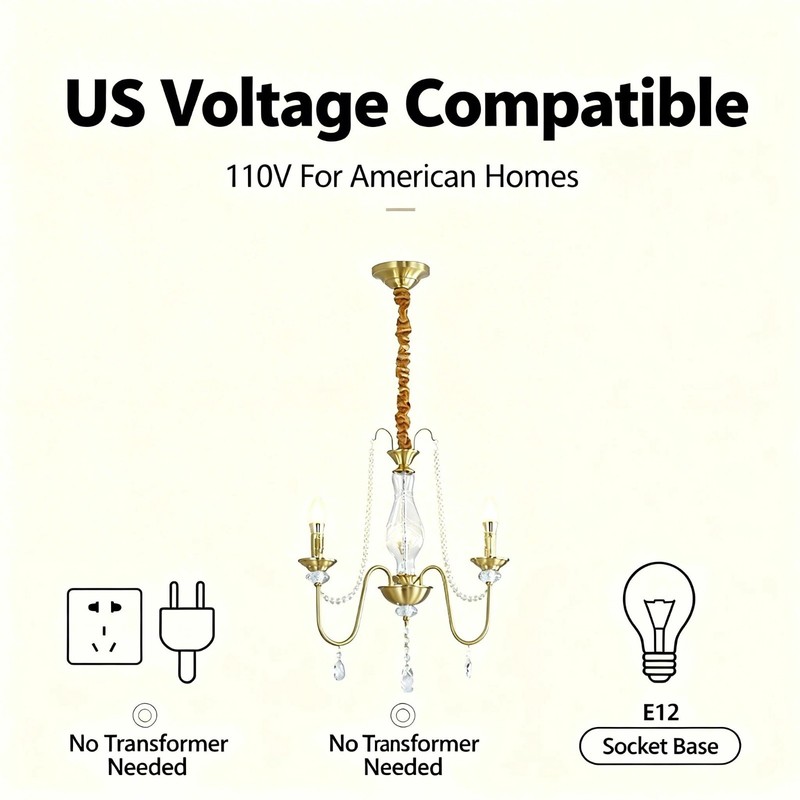 Simple American Style 3-Light Solid Brass Chandelier gallery
