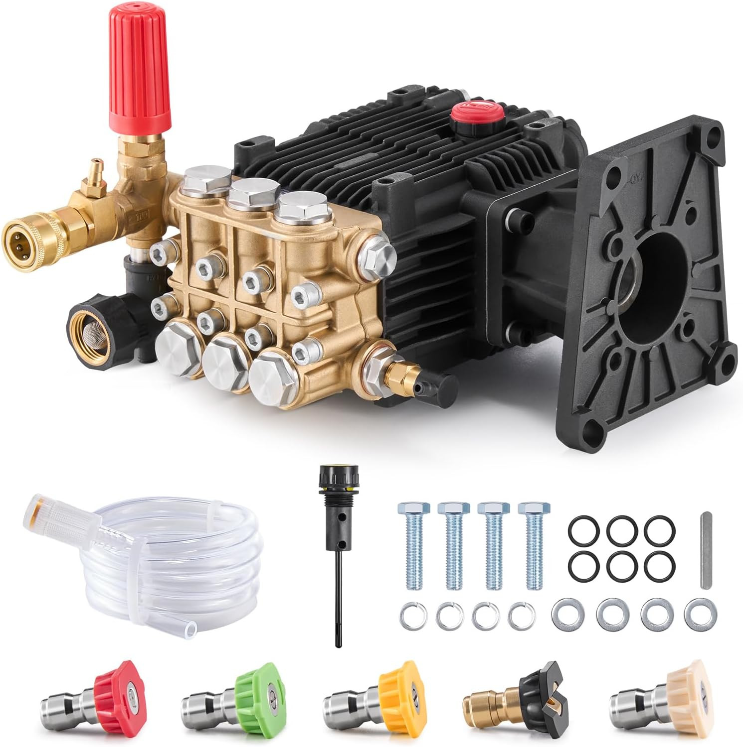 Pressure Washer Pump, 1" Shaft Horizontal Triplex Plunger, 4300 PSI, 4.4GPM, Rep gallery