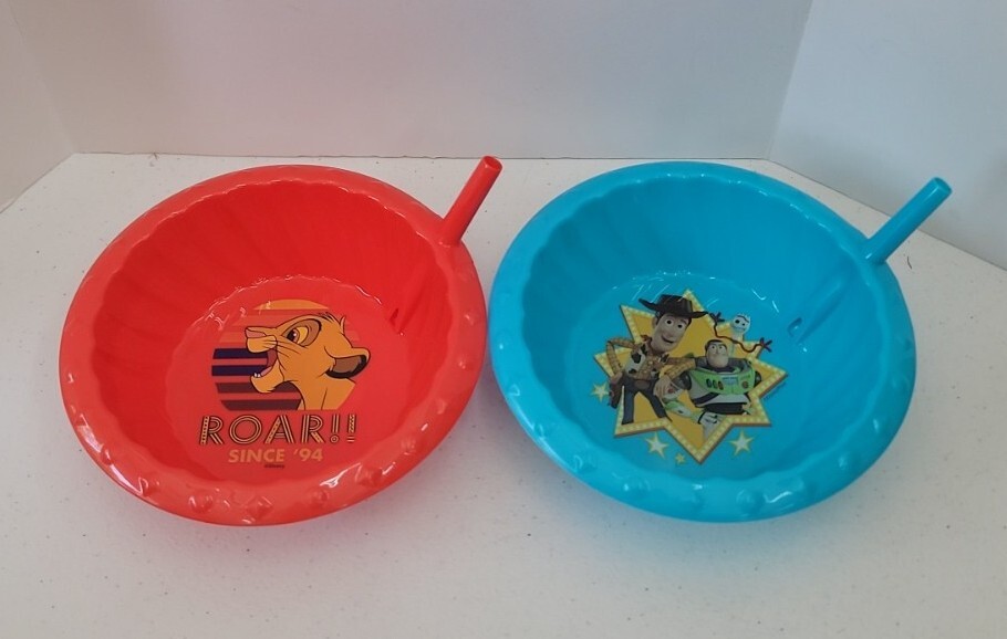 ZAK - 2 Sipper Bowls Built In Straw cereal soup ice cream lion king toy story gallery