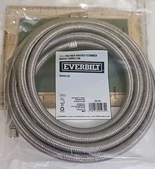 Everbilt 12ft Polymer Braided Icemaker Water Line Universal 1/4″ Connector New.