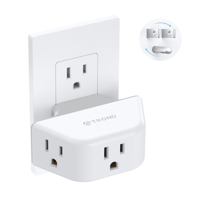 360° Rotating Outlet Extender Adapter, 3 Grounded Sockets, Multi Plug Expander f gallery