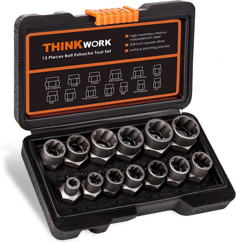 Bolt Extractor Kit, 13+1 Pieces Nut Extractor Socket Set, 3/8" Drive Rounded Bol gallery