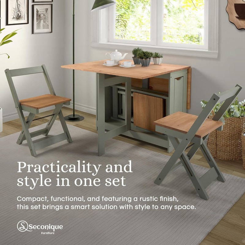 Santos Butterfly Folding Dining Table Set with 4 Chairs – Space-Saving Table gallery