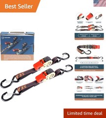 Precision Ratcheting Boat Tie Downs – 1200lb Strength 2PK Orange Straps
