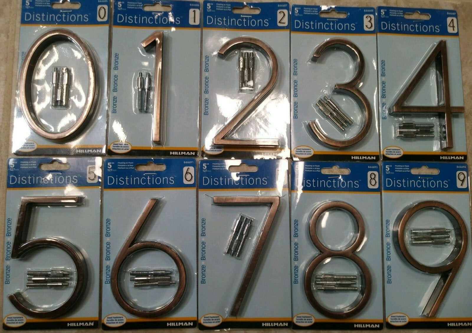 Hillman Modern 5" Floating Standoff Or Flush Mount House Address Numbers Bronze gallery