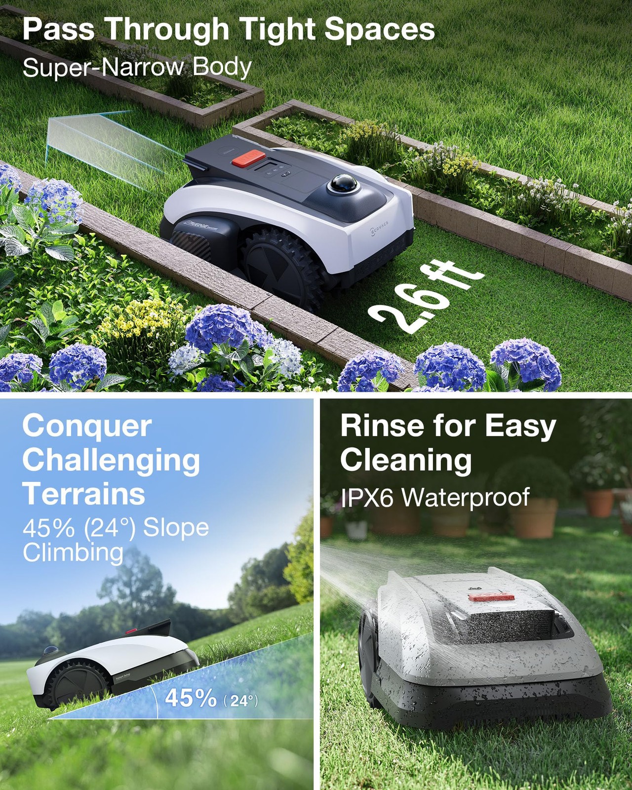 Robot Lawn Mower LiDAR PRO Wire Free Mapping AI Obstacle Avoidance ECOVACS O1000 gallery
