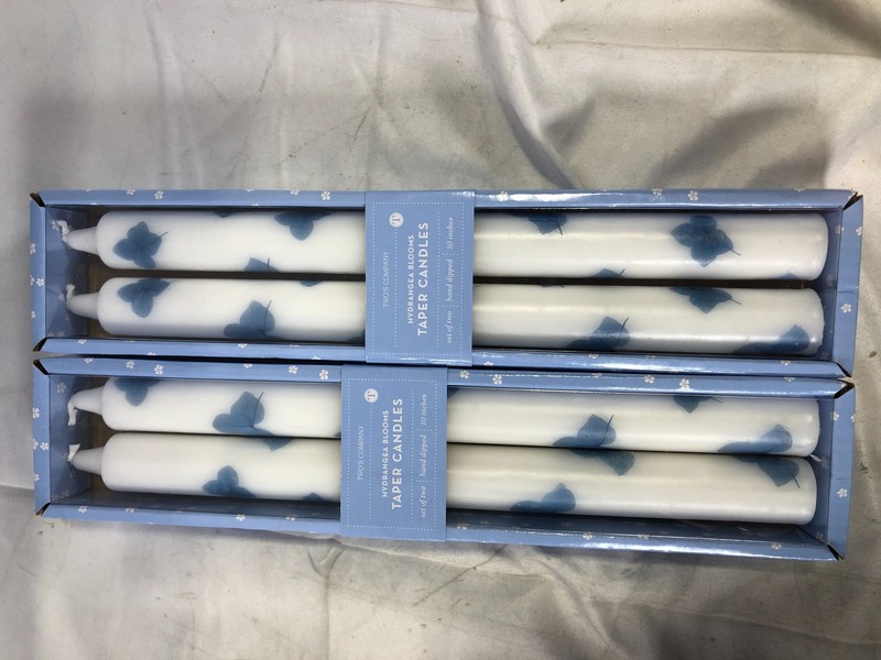 Two's Company Hydrangea Blooms Taper Candles Set of 2 Hand-Dipped 10"(4 Sets) gallery