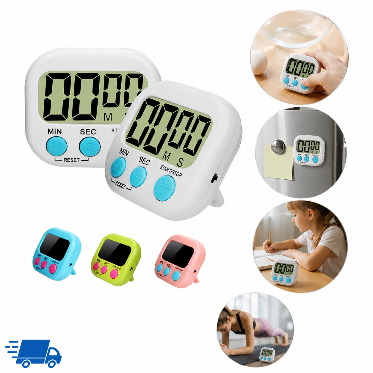 Digital Kitchen Timer Display Loud Alarm Magnetic Backing Baking Study Clock gallery