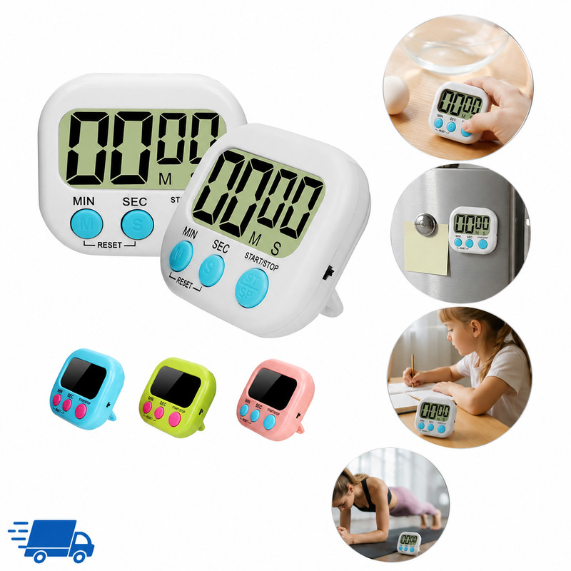 Digital Kitchen Timer Display Loud Alarm Magnetic Backing Baking Study Clock gallery