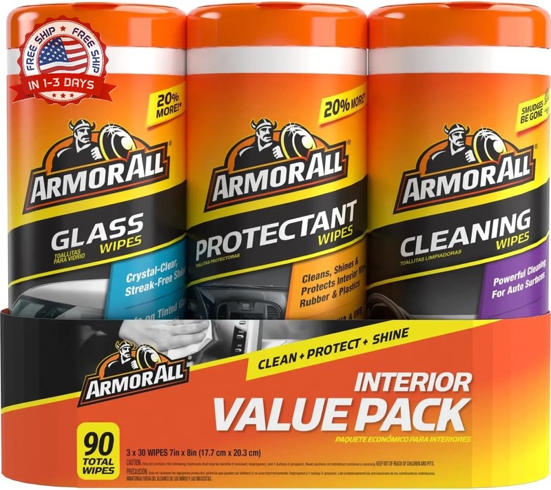 Armor All Car Interior Value Pack, 90 Count, Includes Auto Glass Cleaner, Cleani gallery