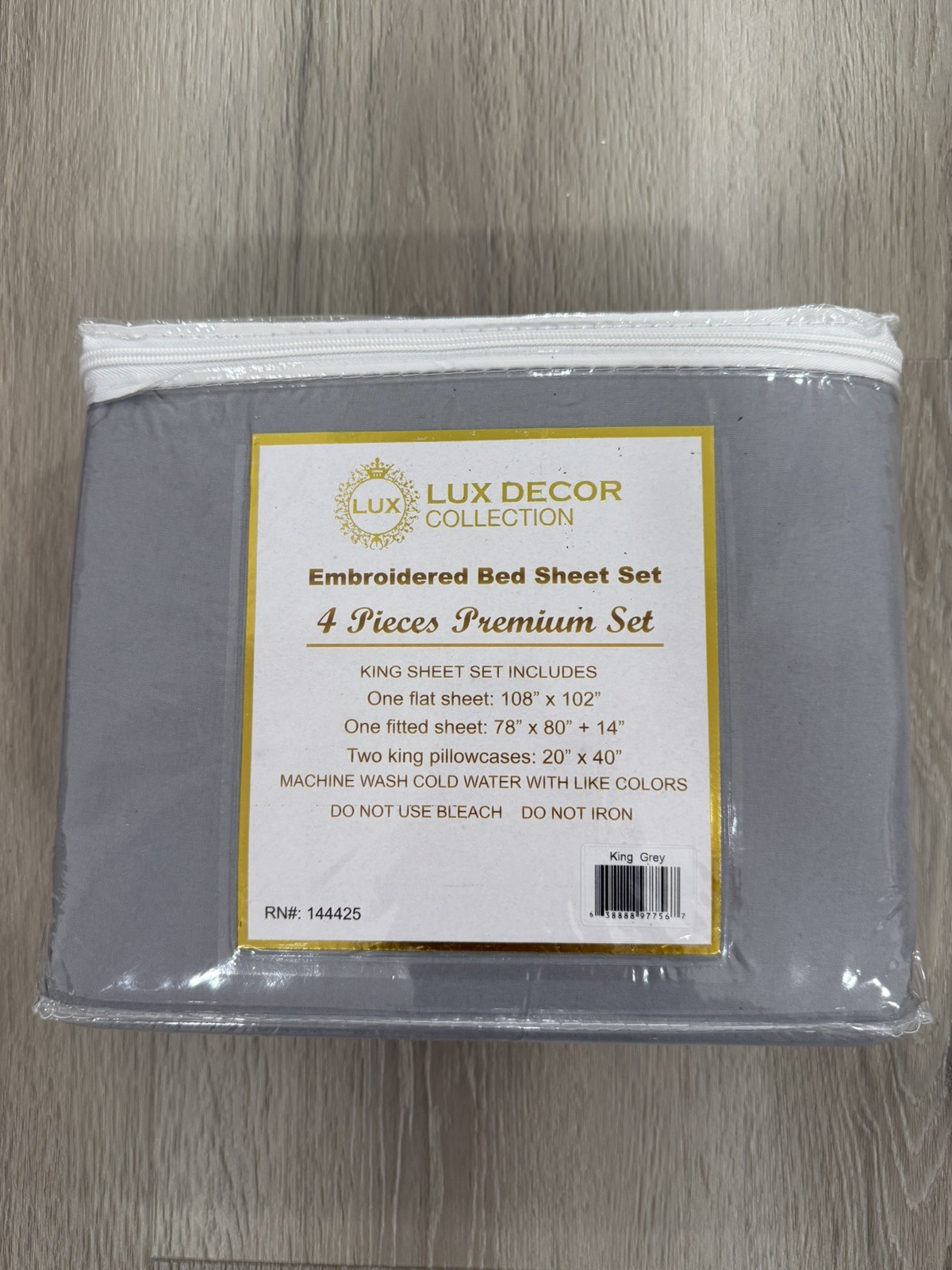 Lux Decor Collection 1800 Series Premium 4 piece KING Grey Sheet Set Ultra Soft gallery