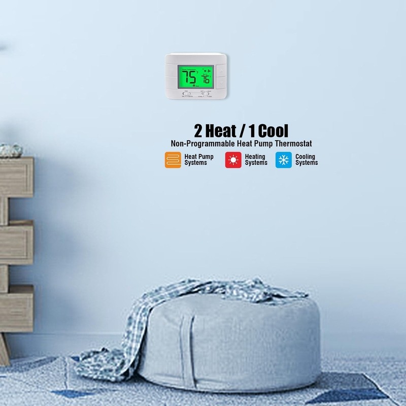 Non-Programmable Heat Pump Thermostat For House 2 Heat/1 Cool, With Temperature gallery