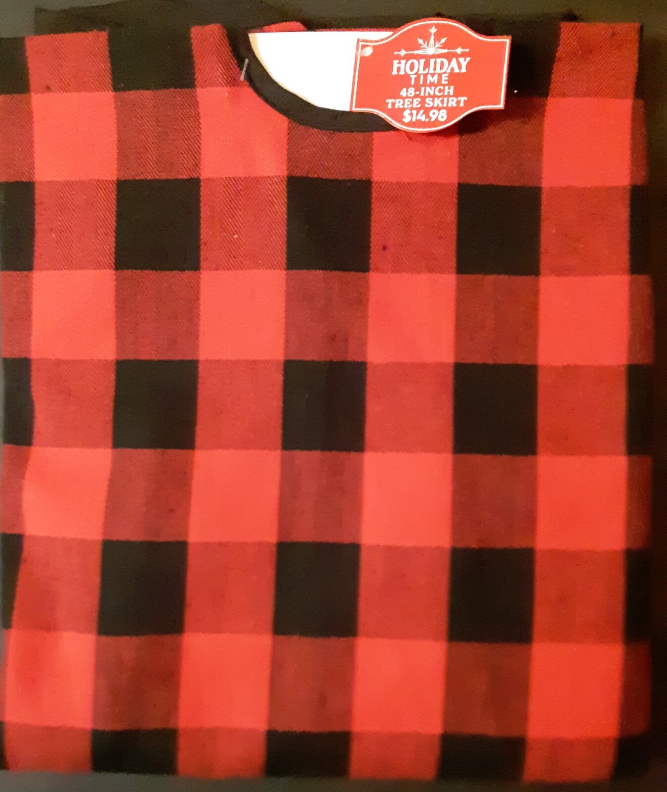 Holiday Time 48" Tree Skirt 2 Styles Red/Black or Black/Grey/White Checkered NEW gallery