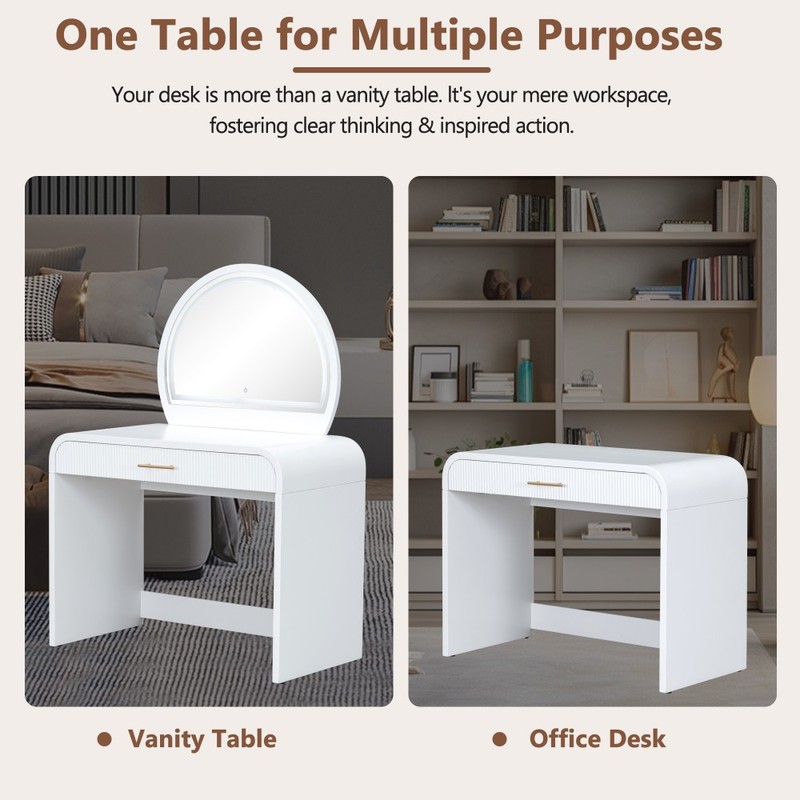 Makeup Vanity with Mirror Touchscreen-Controlled Lighted Mirror With Drawers gallery
