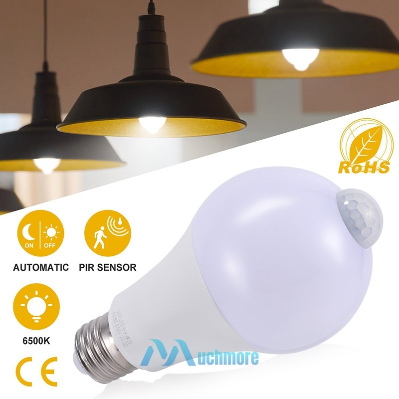 LED Motion Sensor Light Bulb 90W Equivalent Energy Saving Lamp E27 6000K 1~6Pack gallery