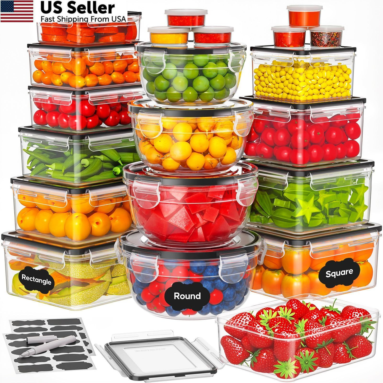 42 PCS Food Storage Containers with Volume-based (1 oz to 51 oz), 21 Pack gallery